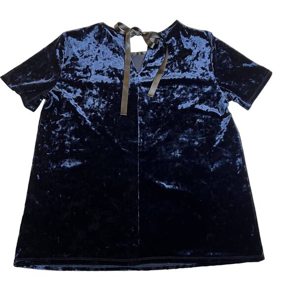 beachlunchlounge Crushed Velvet Short Sleeve Shirt with Tie Back Size Medium - Picture 2 of 8